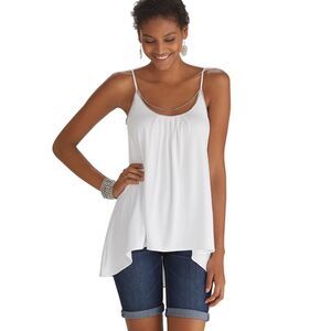 Womens White House Black Market Chain Neckline Cami - White Sz XS